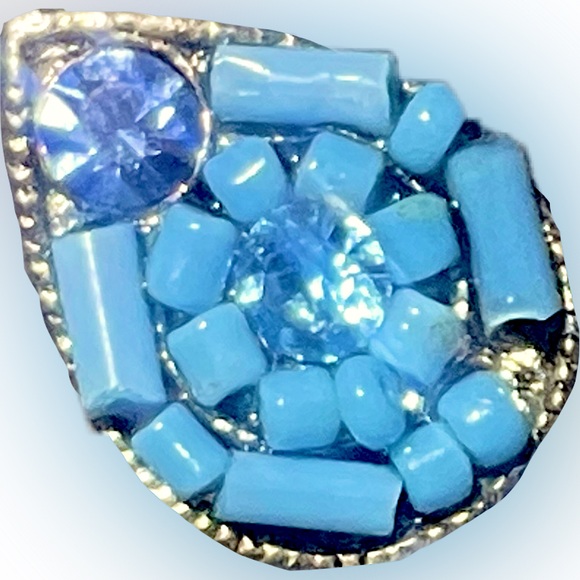 Turquoise Teardrop Beaded Earrings Native Beadwork - Picture 5 of 5